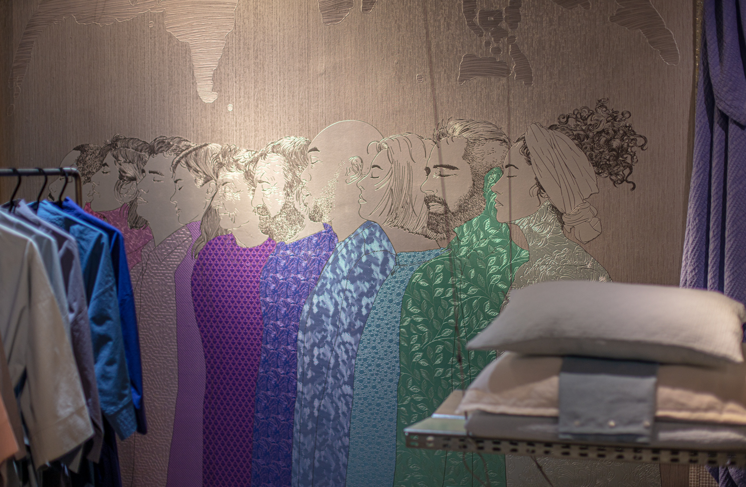 luxury textured wallpaper retail boutique interior wall design dimense technology